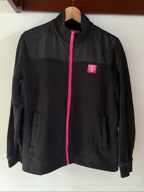 T-Mobile Work Black Jacket with Magenta Trim, Zip Up, Midweight, Size L